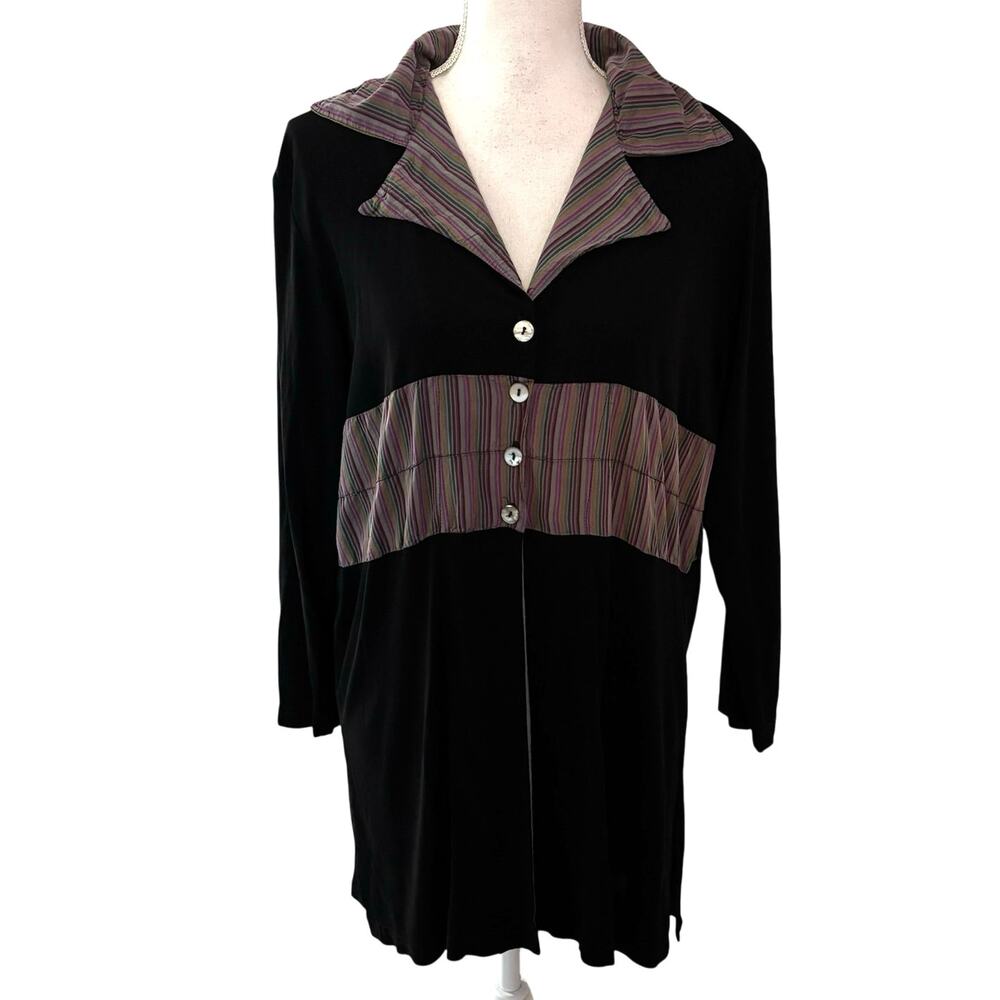 Jackie Loves John Size S Tunic Top Mixed Media Silk Lagenlook Art to Wear
